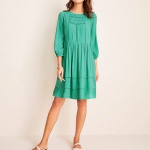 Ann Taylor Pleated Tiered Shift Dress